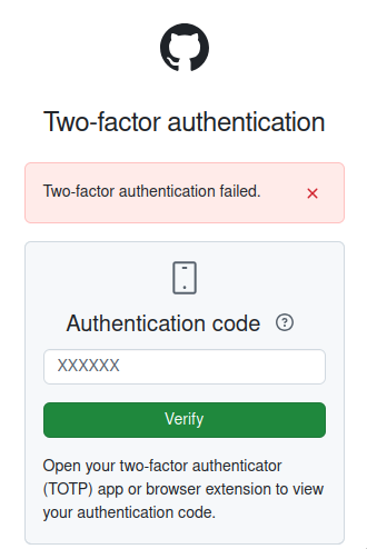 TOTP two-factor authentication failed